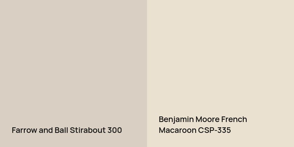 Farrow and Ball Stirabout vs. Benjamin Moore French Macaroon