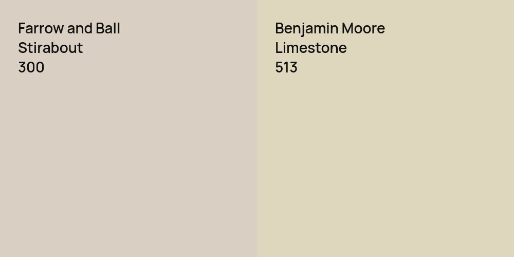 Farrow and Ball Stirabout vs. Benjamin Moore Limestone