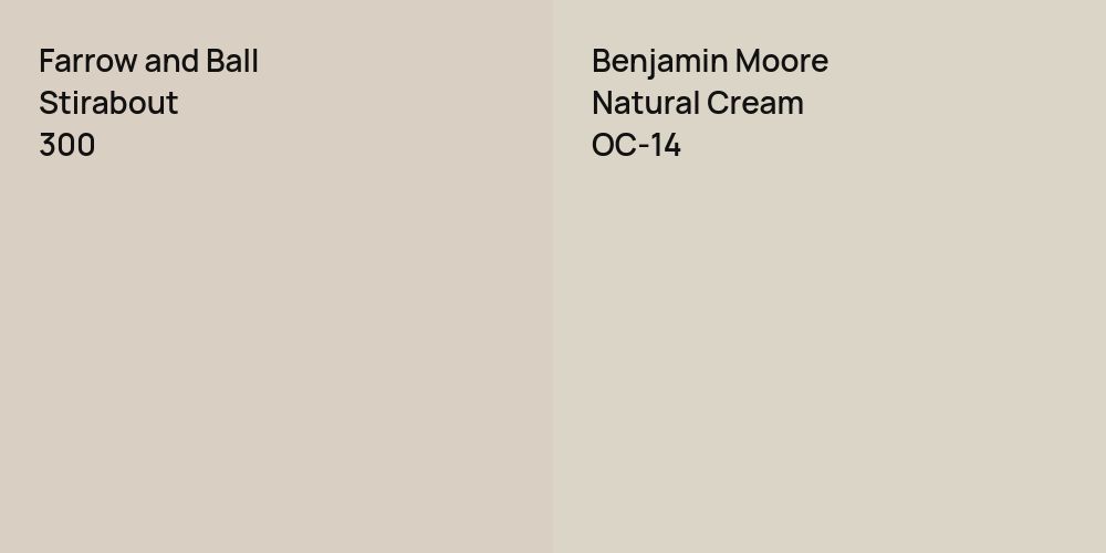 Farrow and Ball Stirabout vs. Benjamin Moore Natural Cream