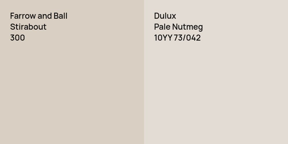 Farrow and Ball Stirabout vs. Dulux Pale Nutmeg