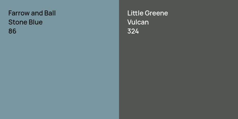 Farrow and Ball Stone Blue vs. Little Greene Vulcan