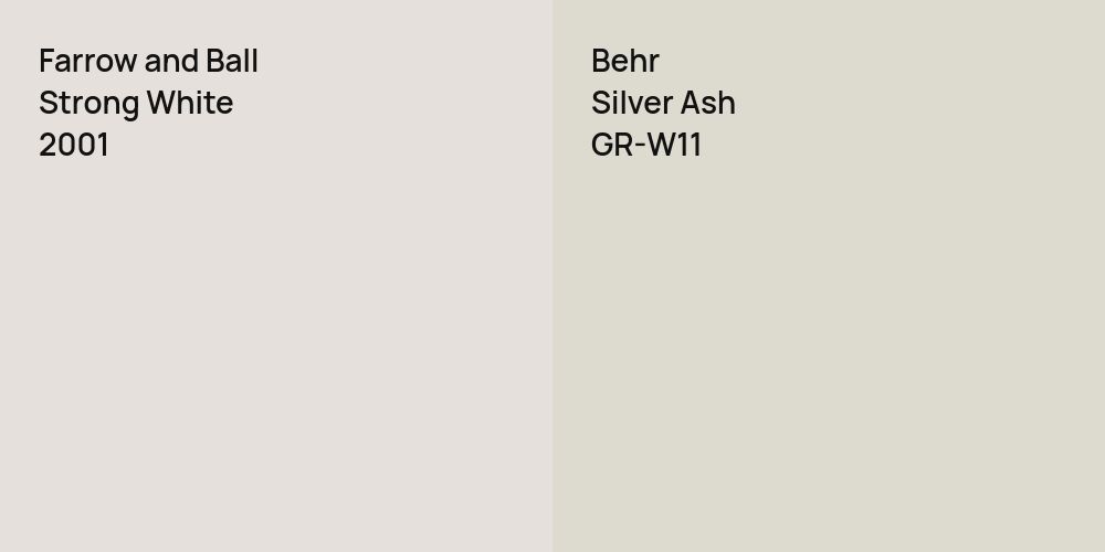 Farrow and Ball Strong White vs. Behr Silver Ash