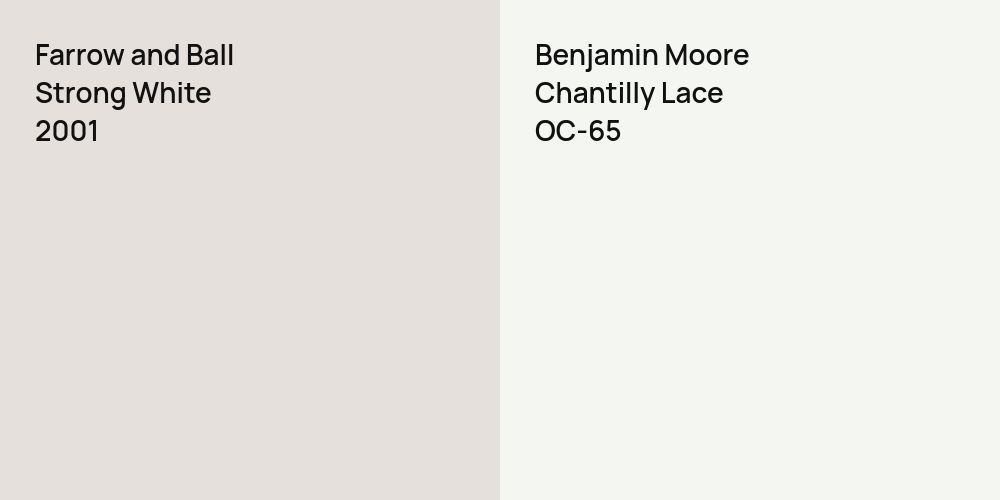 Farrow and Ball Strong White vs. Benjamin Moore Chantilly Lace