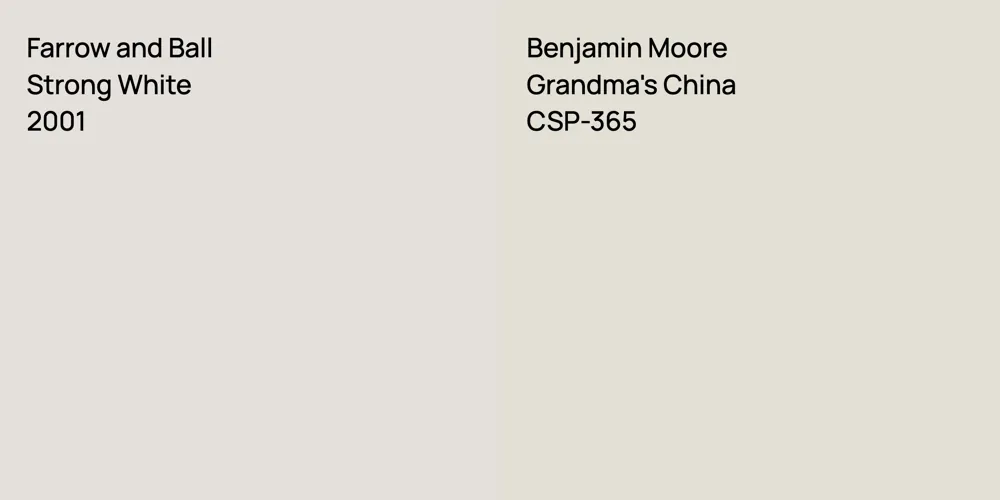 Farrow and Ball Strong White vs. Benjamin Moore Grandma's China