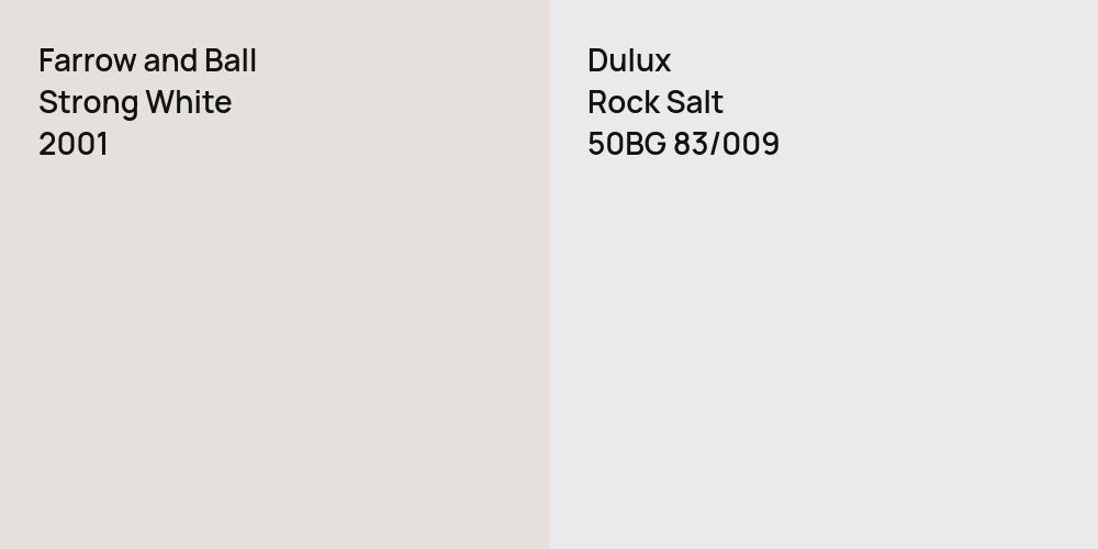 Farrow and Ball Strong White vs. Dulux Rock Salt