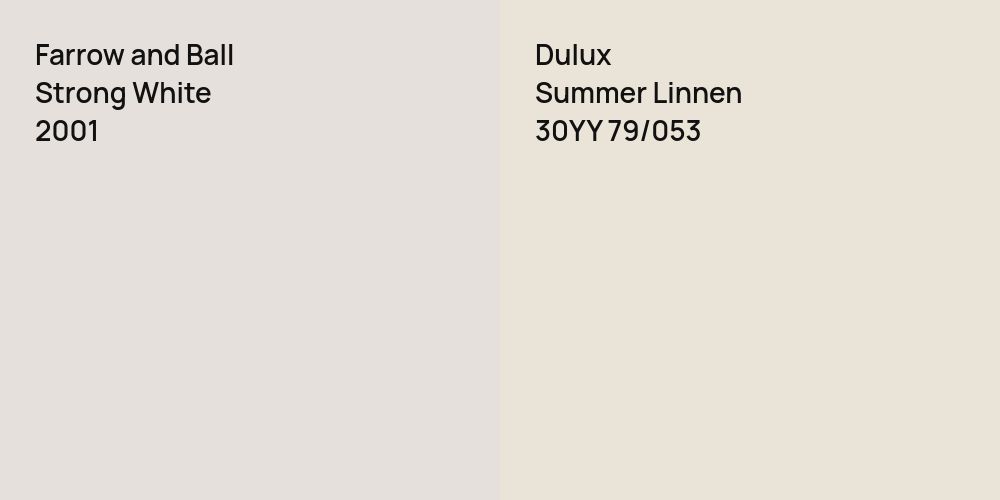 Farrow and Ball Strong White vs. Dulux Summer Linnen