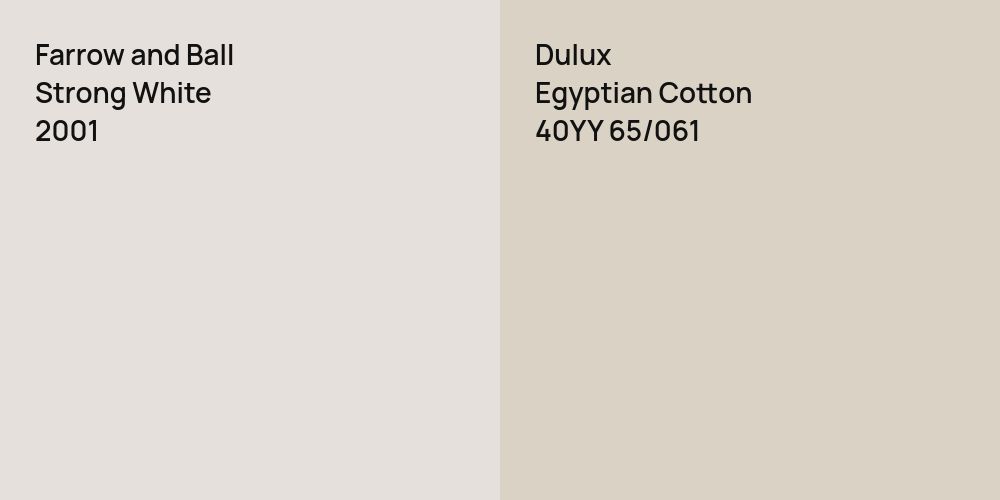 Farrow and Ball Strong White vs. Dulux Egyptian Cotton