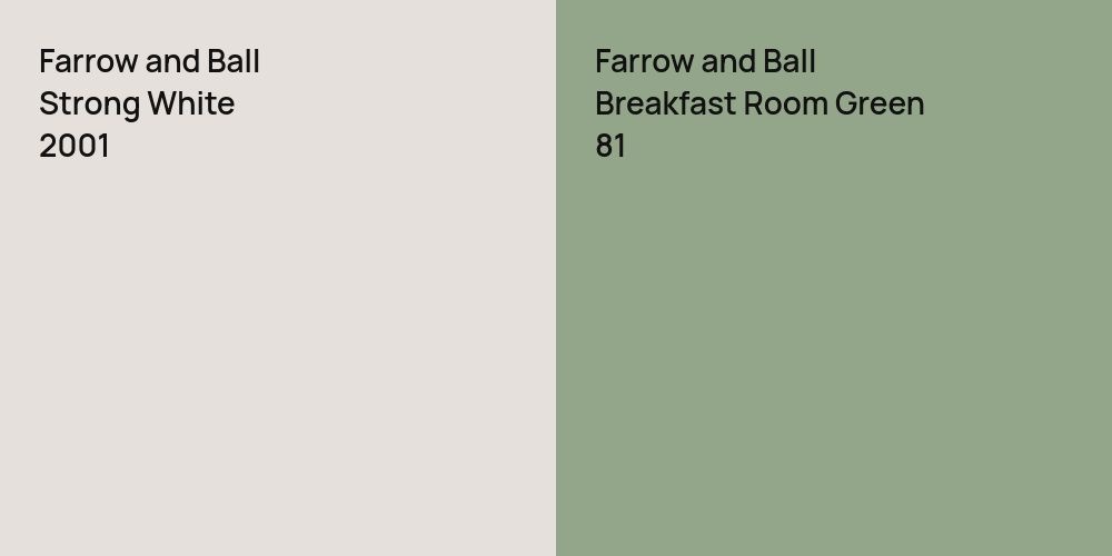 Farrow and Ball Strong White vs. Farrow and Ball Breakfast Room Green