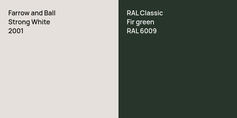 Farrow and Ball Strong White vs. RAL Classic  Fir green