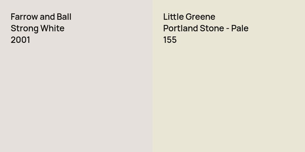 Farrow and Ball Strong White vs. Little Greene Portland Stone - Pale