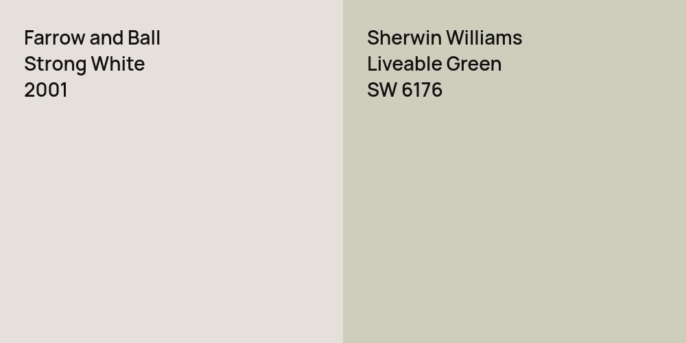 Farrow and Ball Strong White vs. Sherwin Williams Liveable Green