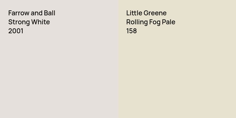 Farrow and Ball Strong White vs. Little Greene Rolling Fog Pale