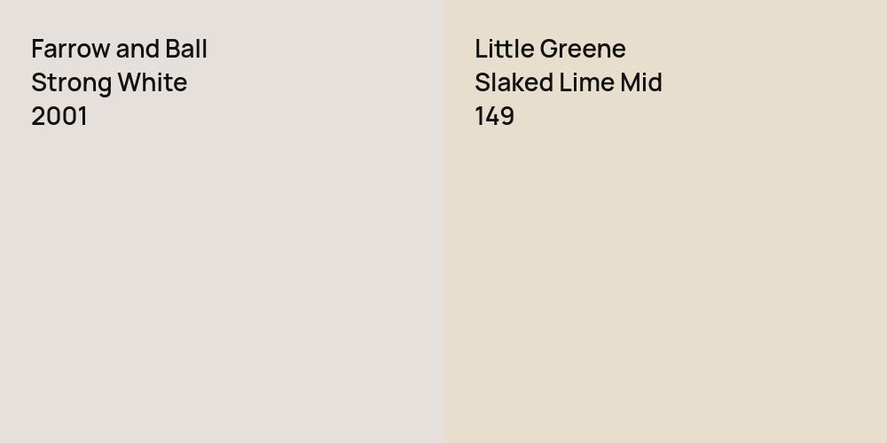 Farrow and Ball Strong White vs. Little Greene Slaked Lime Mid