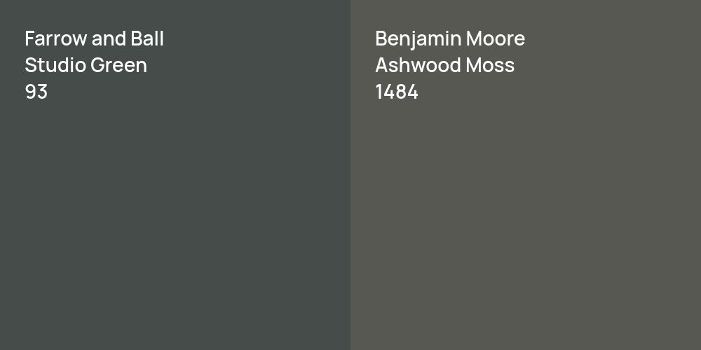 Farrow and Ball Studio Green vs. Benjamin Moore Ashwood Moss