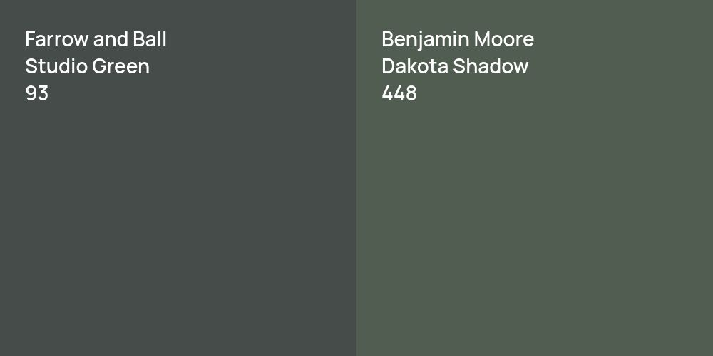 Farrow and Ball Studio Green vs. Benjamin Moore Dakota Shadow