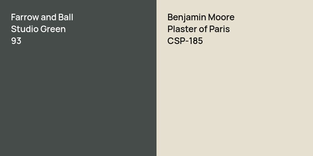 Farrow and Ball Studio Green vs. Benjamin Moore Plaster of Paris