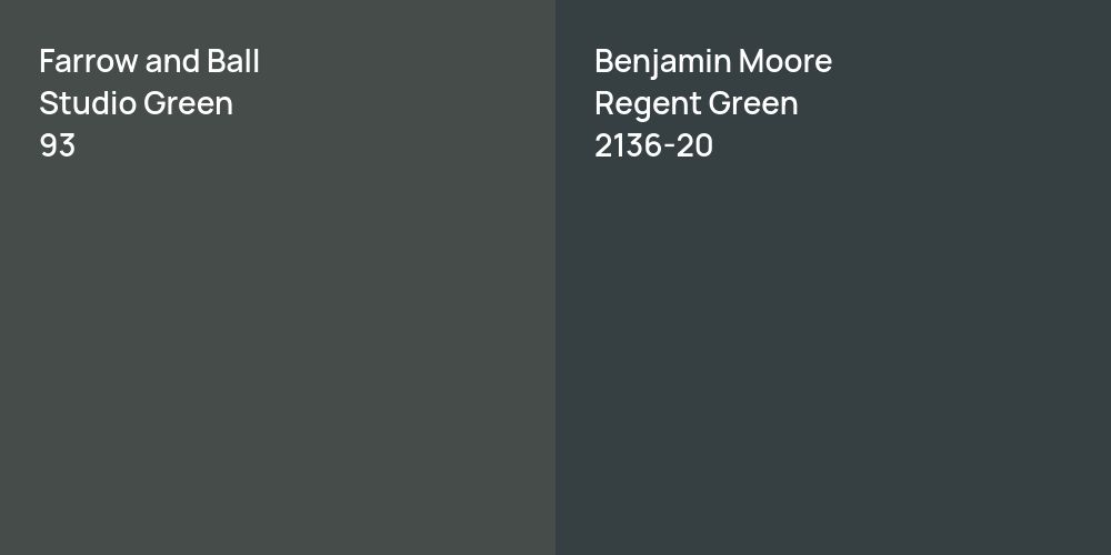 Farrow and Ball Studio Green vs. Benjamin Moore Regent Green