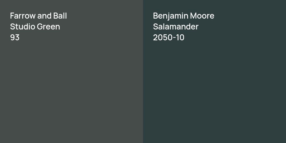 Farrow and Ball Studio Green vs. Benjamin Moore Salamander