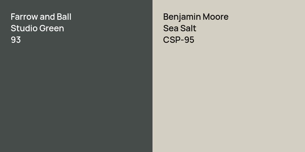 Farrow and Ball Studio Green vs. Benjamin Moore Sea Salt