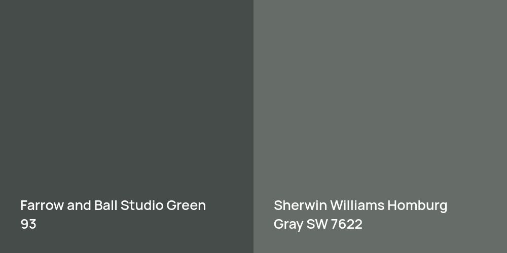 Farrow and Ball Studio Green vs. Sherwin Williams Homburg Gray