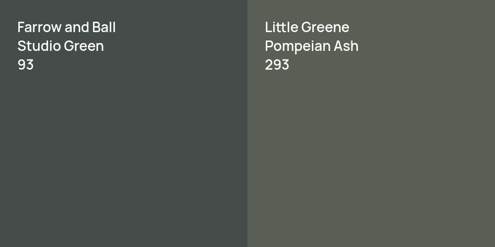 Farrow and Ball Studio Green vs. Little Greene Pompeian Ash