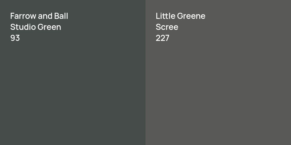 Farrow and Ball Studio Green vs. Little Greene Scree