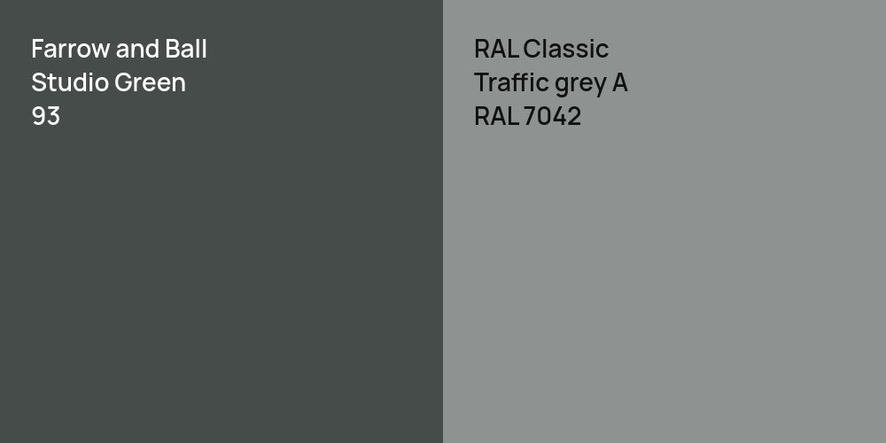 Farrow and Ball Studio Green vs. RAL Classic  Traffic grey A