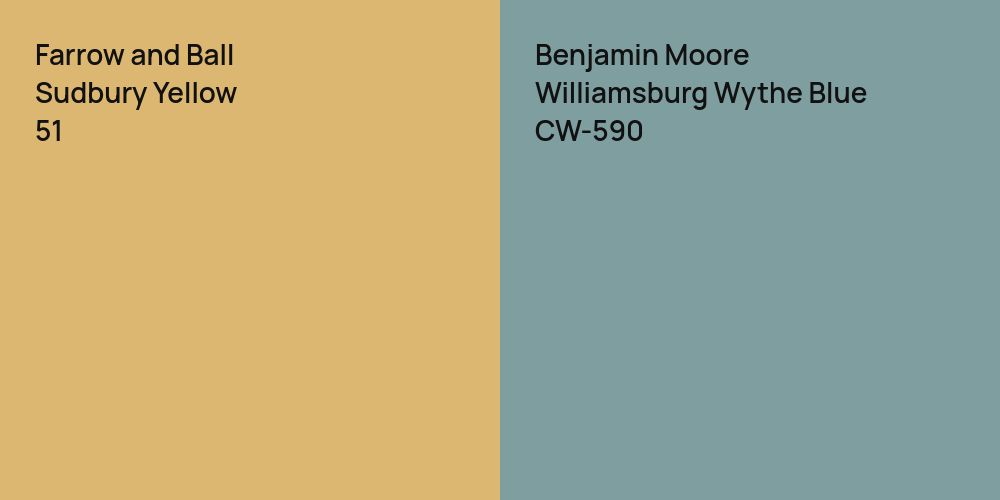 Farrow and Ball Sudbury Yellow vs. Benjamin Moore Williamsburg Wythe ...