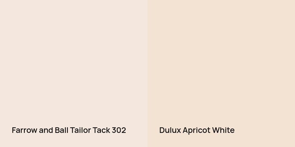 Farrow and Ball Tailor Tack vs. Dulux Apricot White