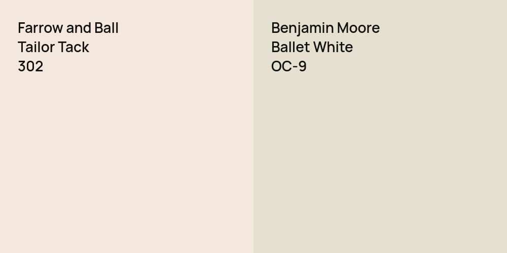 Farrow and Ball Tailor Tack vs. Benjamin Moore Ballet White