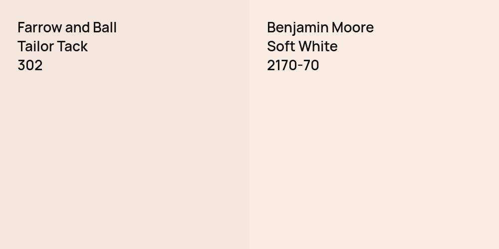 Farrow and Ball Tailor Tack vs. Benjamin Moore Soft White