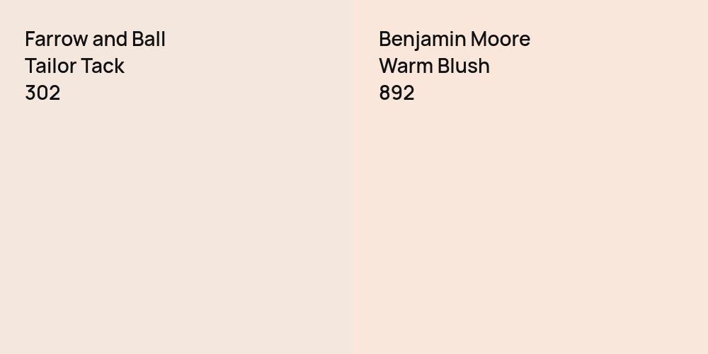 Farrow and Ball Tailor Tack vs. Benjamin Moore Warm Blush