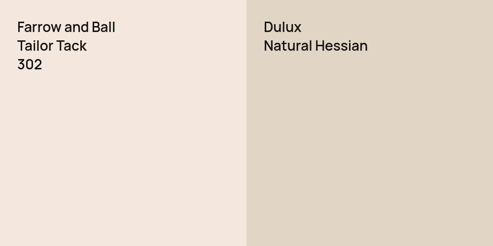 Farrow and Ball Tailor Tack vs. Dulux Natural Hessian