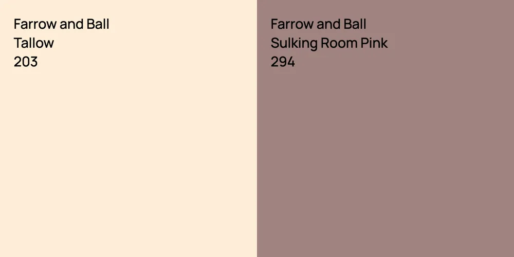 Farrow and Ball Tallow vs. Farrow and Ball Sulking Room Pink