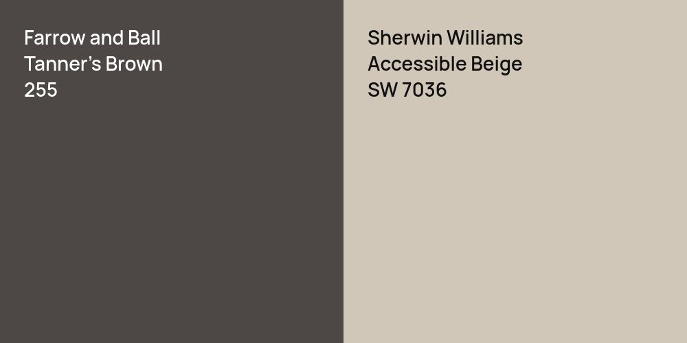 Farrow and Ball Tanner's Brown vs. Sherwin Williams Accessible Beige