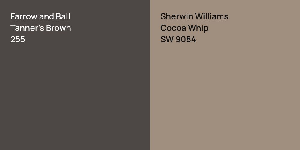 Farrow and Ball Tanner's Brown vs. Sherwin Williams Cocoa Whip