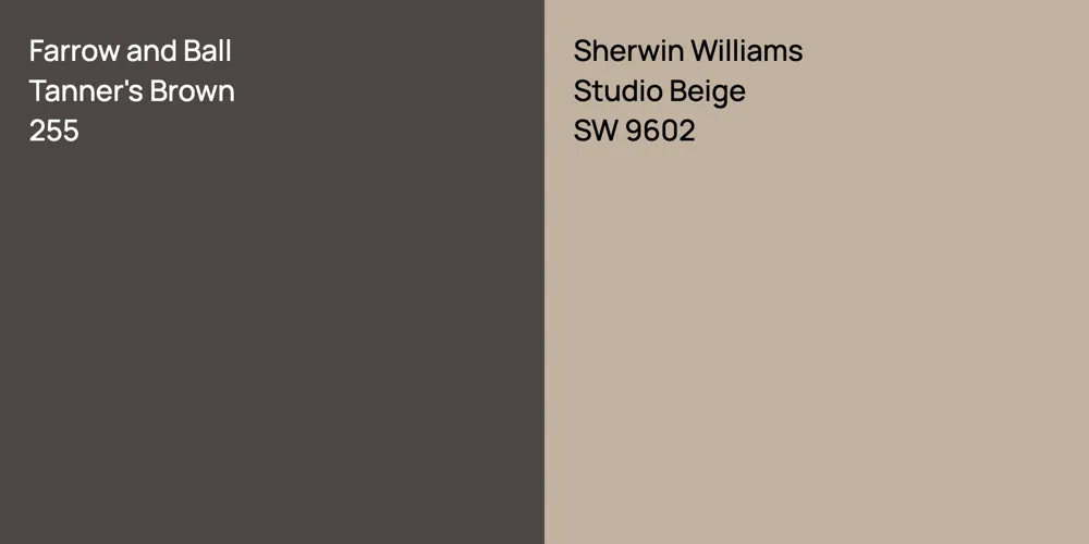 Farrow and Ball Tanner's Brown vs. Sherwin Williams Studio Beige