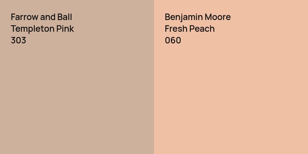 Farrow and Ball Templeton Pink vs. Benjamin Moore Fresh Peach