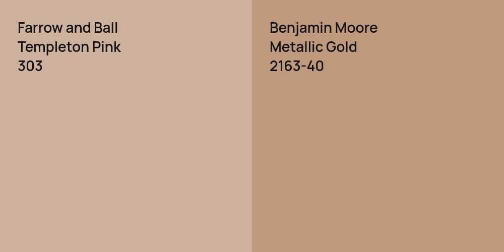 Farrow and Ball Templeton Pink vs. Benjamin Moore Metallic Gold