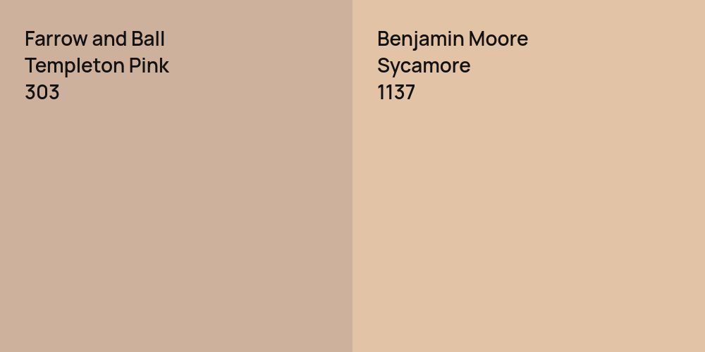 Farrow and Ball Templeton Pink vs. Benjamin Moore Sycamore