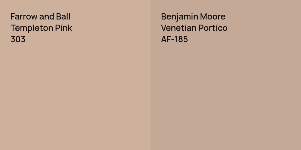 Farrow and Ball Templeton Pink vs. Benjamin Moore Venetian Portico