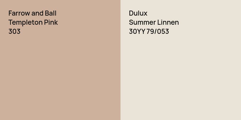 Farrow and Ball Templeton Pink vs. Dulux Summer Linnen