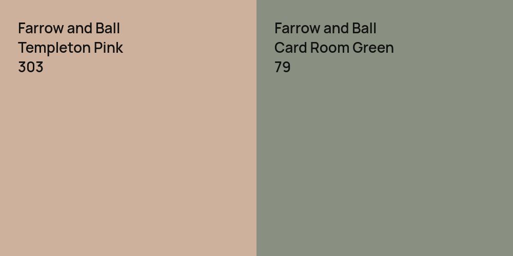 Farrow and Ball Templeton Pink vs. Farrow and Ball Card Room Green