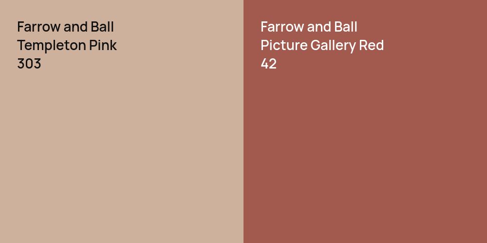 Farrow and Ball Templeton Pink vs. Farrow and Ball Picture Gallery Red