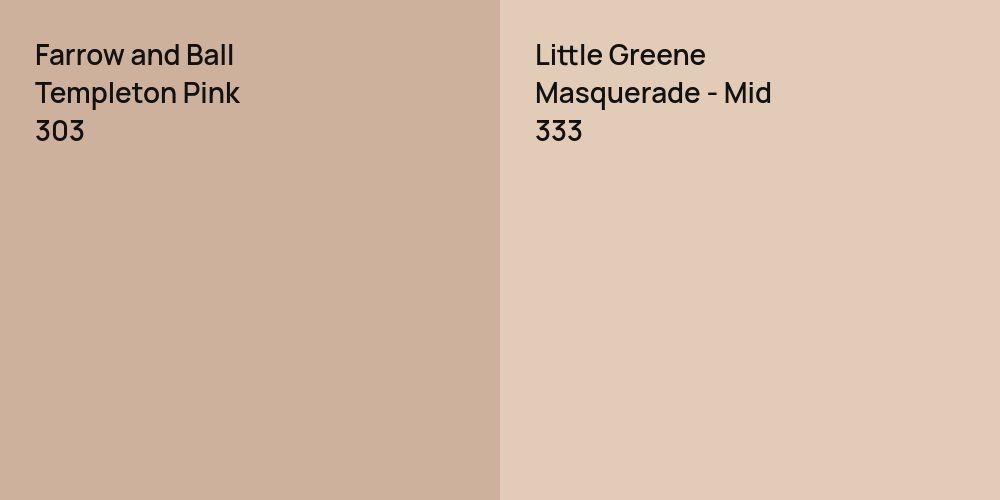 Farrow and Ball Templeton Pink vs. Little Greene Masquerade - Mid