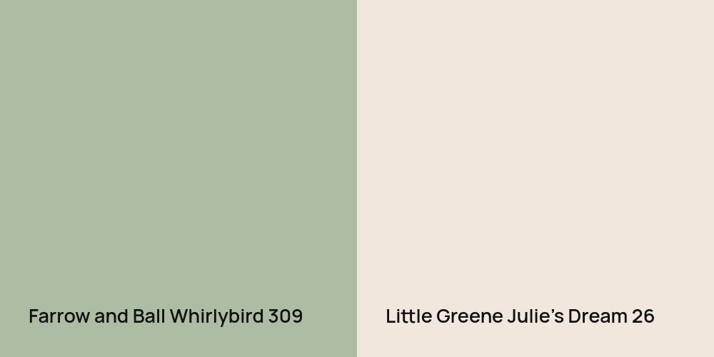 Farrow and Ball Whirlybird vs. Little Greene Julie's Dream