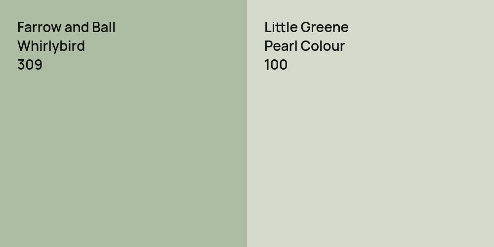 Farrow and Ball Whirlybird vs. Little Greene Pearl Colour