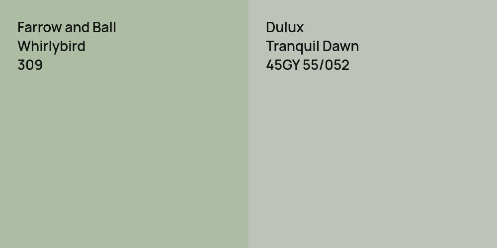 Farrow and Ball Whirlybird vs. Dulux Tranquil Dawn