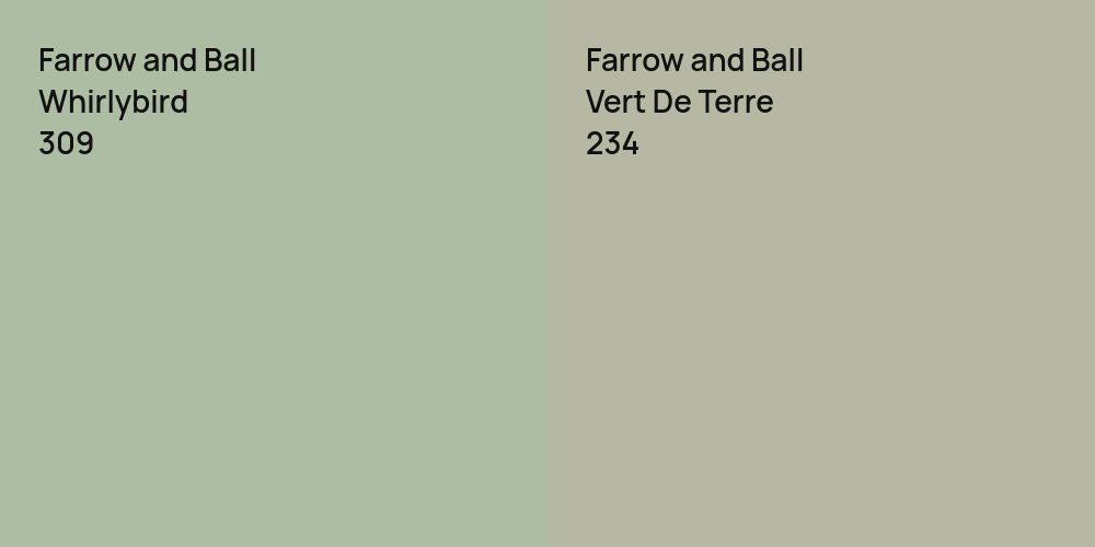 Farrow and Ball Whirlybird vs. Farrow and Ball Vert De Terre