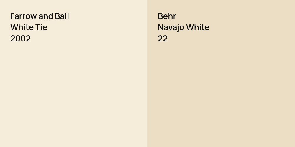 Farrow and Ball White Tie vs. Behr Navajo White